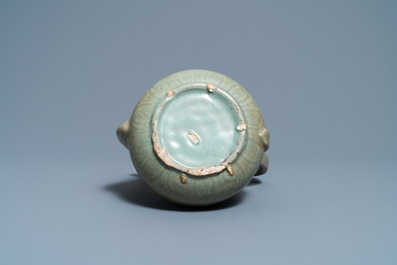 A Korean inlaid-celadon stoneware ewer, probably Goryeo, 13/14th C.
