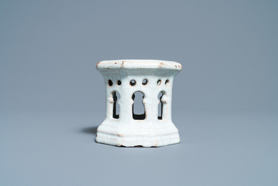 A white Delftware architectural salt cellar, France or Italy, 18th C.