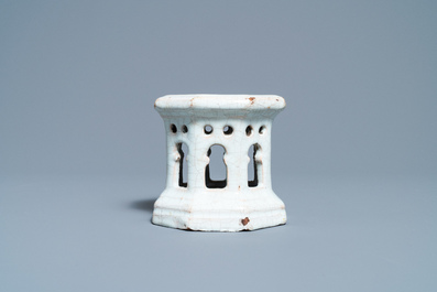 A white Delftware architectural salt cellar, France or Italy, 18th C.