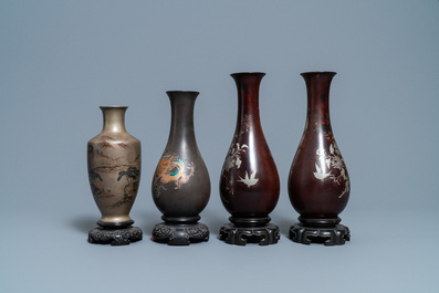 Quatre vases de type Shen Shao'an en laque de Foochow, Chine, R&eacute;publique