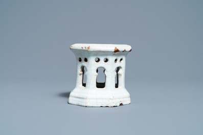 A white Delftware architectural salt cellar, France or Italy, 18th C.