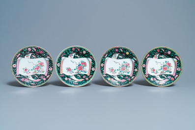 Dix-huit assiettes en porcelaine de Chine famille rose, Yongzheng