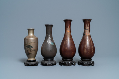 Four Chinese Shen Shao'an type Foochow lacquerware vases, Republic