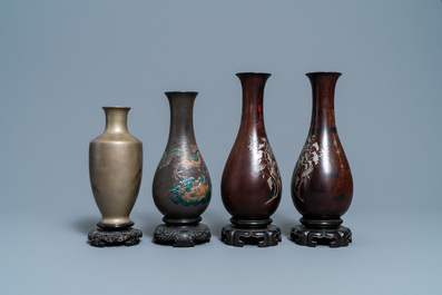 Four Chinese Shen Shao'an type Foochow lacquerware vases, Republic