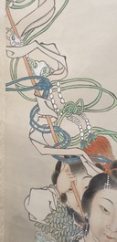 Qian Huian (1833-1911), encre et couleurs sur papier: 'Fugui shoukao, d'apr&egrave;s Wen Anguo', 19&egrave;me