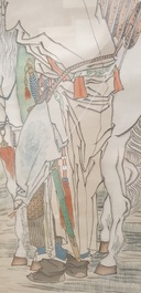 Qian Huian (1833-1911), encre et couleurs sur papier: 'Fugui shoukao, d'apr&egrave;s Wen Anguo', 19&egrave;me