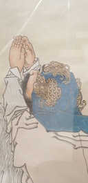 Qian Huian (1833-1911), inkt en kleur op papier: 'Fugui shoukao, naar Wen Anguo', 19e eeuw