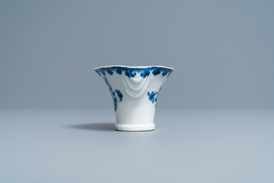 A Chinese blue and white libation cup, Qianlong