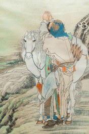 Qian Huian (1833-1911), encre et couleurs sur papier: 'Fugui shoukao, d'apr&egrave;s Wen Anguo', 19&egrave;me