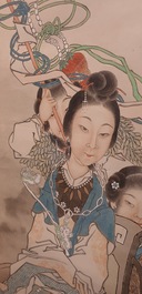 Qian Huian (1833-1911), inkt en kleur op papier: 'Fugui shoukao, naar Wen Anguo', 19e eeuw