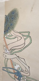 Qian Huian (1833-1911), encre et couleurs sur papier: 'Fugui shoukao, d'apr&egrave;s Wen Anguo', 19&egrave;me