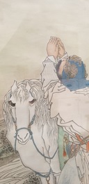 Qian Huian (1833-1911), encre et couleurs sur papier: 'Fugui shoukao, d'apr&egrave;s Wen Anguo', 19&egrave;me