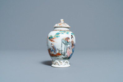 A fine Chinese famille rose tea caddy and cover, Yongzheng