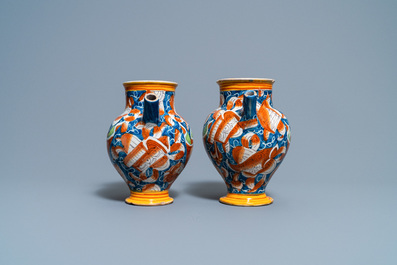 A pair of polychrome Italian maiolica wet drug jars, Casteldurante, 16th C.