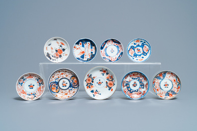 A collection of mostly Chinese blue and white, iron-red and gilt porcelain tea wares, Kangxi and later