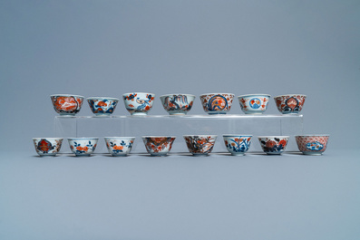 A collection of mostly Chinese blue and white, iron-red and gilt porcelain tea wares, Kangxi and later