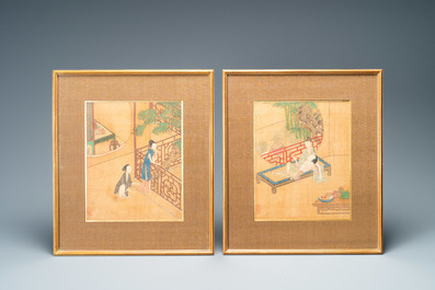 Chinese school, inkt en kleur op zijde: Acht erotische en romantische sc&egrave;nes, 18/19e eeuw