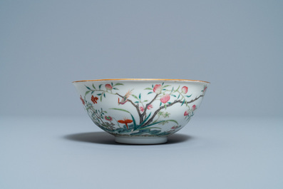 A Chinese famille rose 'peach blossom' bowl, Guangxu mark and of the period