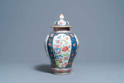 A Chinese famille rose vase and cover, Yongzheng