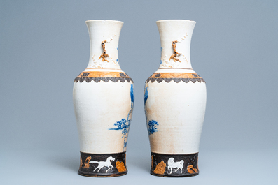 A pair of Chinese Nanking crackle-glazed vases with Li Tieguai, 19th C.