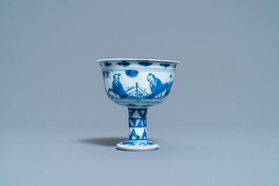 Een Chinese blauw-witte stem cup met go-spelers, Transitie periode