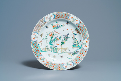 Deux plats en porcelaine de Chine famille verte, Kangxi