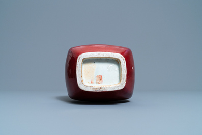 A Chinese monochrome flamb&eacute;-glazed 'fanghu' vase, Qing
