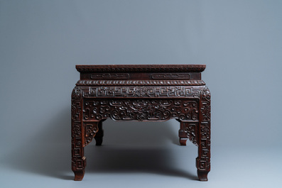 A Chinese huanghuali wood 'kangzhuo' low table, 18th C.