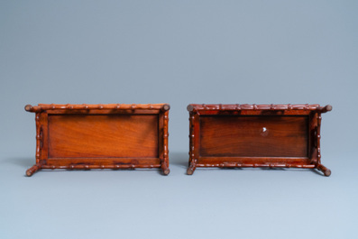 Four large Chinese carved wooden stands, 19/20th C.