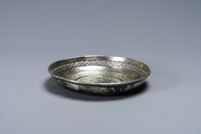 A Sassanian silver 'simurgh' dish, Persia, 6/8th C.