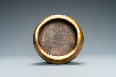 A Chinese bronze tripod censer, Yu Tang Qing Wan mark, Kangxi