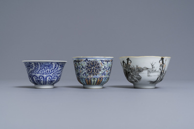 A varied collection of Chinese famille rose and blue and white wares, 19/20th C.