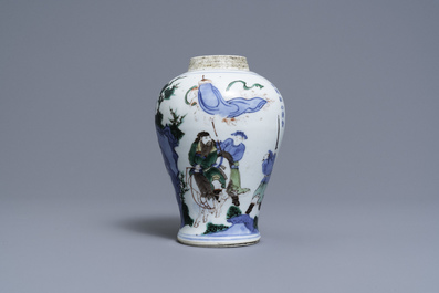 A Chinese wucai 'Hongfu' vase, Transitional period