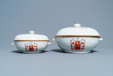 Two Chinese Scottish market Ross of Balnagowan armorial tureens and covers, Qianlong