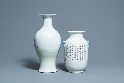 A Chinese qianjiang cai vase and a famille rose vase, 19/20th C.