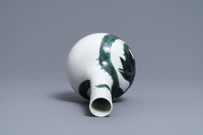 A Chinese famille verte 'dragon' bottle vase, Kangxi mark, 19th C.