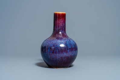 A Chinese flamb&eacute;-glazed bottle vase, 19th C.