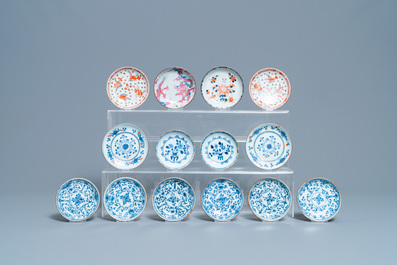 31 Chinese capucine brown-ground saucers and 22 cups, Kangxi/Qianlong