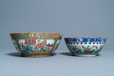 Two large Chinese Canton famille rose bowls, 19th C.
