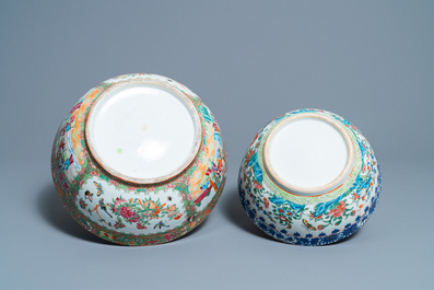 Two large Chinese Canton famille rose bowls, 19th C.