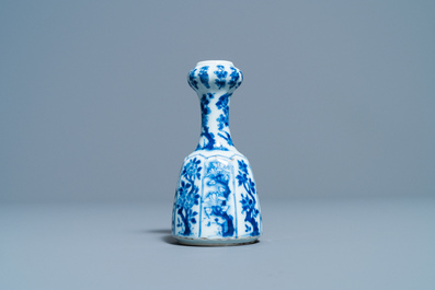 A small Chinese blue and white vase or hookah base, Kangxi