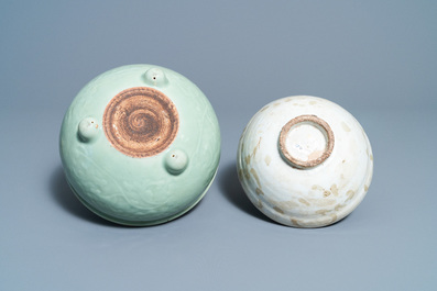 A Chinese Swatow jar, a bowl and a celadon-glazed censer, Ming and later