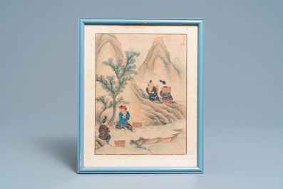 Chinese school, ink and color on paper: Five scenes with boys, 18/19th C.