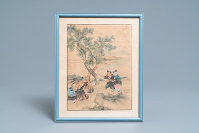 Chinese school, ink and color on paper: Five scenes with boys, 18/19th C.