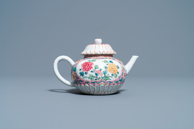 A Chinese famille rose teapot and cover, Yongzheng