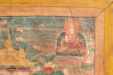 Un thangka &agrave; decor duB ouddha de m&eacute;decine, Tibet, 17/18&egrave;me