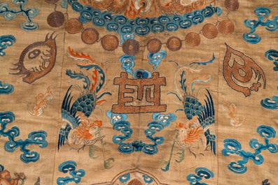 A Chinese embroidered silk fragment of a 'Jiangyi' Taoist priest robe, 18/19th C.