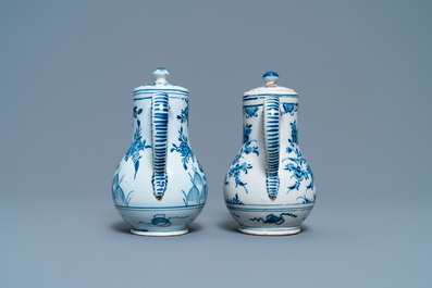A Dutch Delft blue and white cruet set on stand, 2nd quarter 18th C.