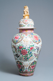 A large famille rose-style vase and cover, Samson, France, 19th C.
