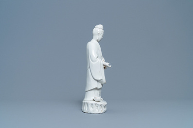 A Chinese Dehua blanc de Chine figure of Guanyin, Kangxi/Qianlong